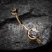 Gold PVD 'Add-On Dangle' Gem Ball Belly Button Ring