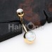 Golden Hologram Sparkle Steel Belly Button Ring