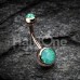 Rose Gold Opal Gem Double Stone Ball Steel Belly Button Ring