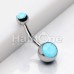 Turquoise Double Ball Inlay Belly Button Ring