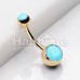 Golden Turquoise Double Ball Inlay Belly Button Ring