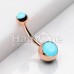 Rose Gold Turquoise Double Ball Inlay Belly Button Ring