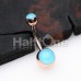 Rose Gold Blue Glow in the Dark Steel Belly Button Ring