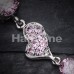 Tilted Gemed Heart Cubic Zirconia Belly Button Ring