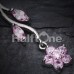 Romantic Cubic Zirconia Flower Belly Button Ring
