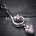 Sparkle Curl Heart Drop Cubic Zirconia Belly Button Ring