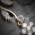 Golden Romantic Flower Cubic Zirconia Belly Button Ring