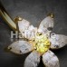 Golden Glistening Flower Bliss Cubic Zirconia Belly Button Ring