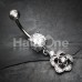 Alluring Dainty Rose Cubic Zirconia Belly Button Ring
