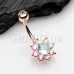 Rose Gold Luxuriant Spring Flower Cubic Zirconia Belly Button Ring Rose Gold Luxuriant Spring Flower Cubic Zirconia Belly Button Ring