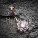Rose Gold Luxuriant Spring Flower Cubic Zirconia Belly Button Ring Rose Gold Luxuriant Spring Flower Cubic Zirconia Belly Button Ring
