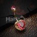 Golden Sacred Heart Crown Cubic Zirconia Belly Button Ring