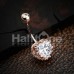 Rose Gold Sacred Heart Crown Cubic Zirconia Belly Button Ring