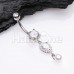 Pearl Teardrop Sparkle Cubic Zirconia Belly Button Ring