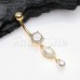 Golden Pearl Teardrop Sparkle Cubic Zirconia Belly Button Ring