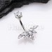 Lotus Marquis Cubic Zirconia Belly Button Ring