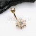 Golden Sunburst Cubic Zirconia Belly Button Ring