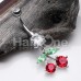 Cherry Drop Cubic Zirconia Belly Button Ring