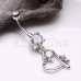 Tilted Heart Drop Cubic Zirconia Belly Button Ring