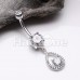 Multigem Dangle TearDrop Cubic Zirconia Belly Button Ring