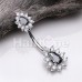 Double Icon Teardop Cubic Zirconia Belly Button Ring