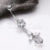 Dainty Leaf Drop Cubic Zirconia Belly Button Ring