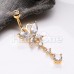 Golden Butterfly Dangle Drop Cubic Zirconia Belly Button Ring