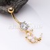 Golden Moon Cluster Cubic Zirconia Belly Button Ring