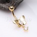 Golden Pristine Butterfly Dangle Drop Cubic Zirconia Belly Button Ring