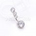 Round Three CZ Drop Cubic Zirconia Belly Button Ring