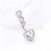 Three Heart CZ Drop Cubic Zirconia Belly Button Ring