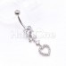 Heart Bow CZ Drop Cubic Zirconia Belly Button Ring