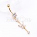 Golden Dangling Butterfly CZ Drop Cubic Zirconia Belly Button Ring