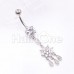 Dangling Flower CZ Drop Cubic Zirconia Belly Button Ring