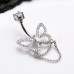 Ultra Bling Butterfly Double Chain Cubic Zirconia Belly Button Ring
