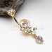 Golden Celestial Moon Star Heart Cluster Belly Button Ring