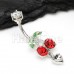 Bling Cherries Cherry Drop Heart Belly Button Ring