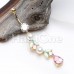 Golden Pastel Pearl Leaf Drop Bling Belly Button Ring