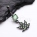 Black Indica Marijuana Cannabis Pot Leaf Sparkle Belly Button Ring