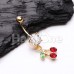 Golden Pretty Please with a Cherry on Top Belly Button Ring