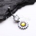 Black Blooming Daisy Belly Button Ring
