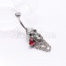 Till Death Skull Heart Chain Belly Button Ring