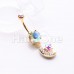 Golden Iridescent Celestial Moon Star Belly Button Ring