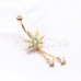 Golden Your Royal Highness Cannabis Pot Leaf Dangle Belly Button Ring