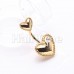 Golden Double Valentine Heart Belly Button Ring