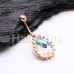 Golden Iridescent Teardrop Gem Belly Button Ring