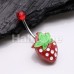 Kawaii Glitter Strawberry Belly Button Ring