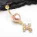 Golden Cross My Heart Dangle Belly Button Ring
