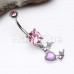 Celestial Heart Moon Bling Belly Button Ring