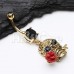 Golden Skull Rose Death Beauty Belly Button Ring